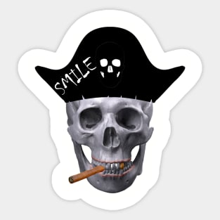 smiley skull With Black Hat Sticker